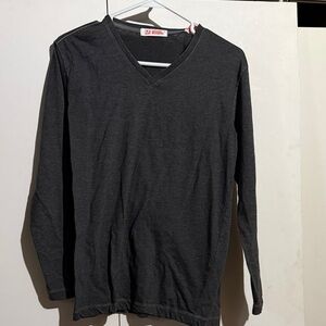 Michael Brandon Charcoal Long Sleeve V-Neck Tee